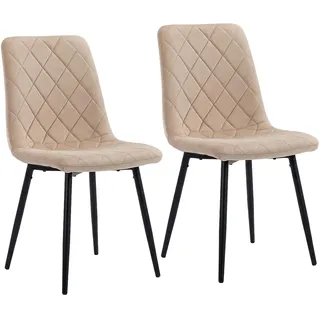Relaxdays Esszimmerstuhl Samt beige/schwarz 2er Set