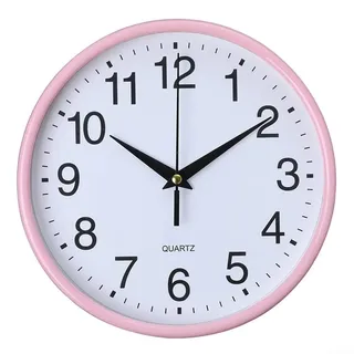 Wanduhr, 20cm Runde Wanduhr, Minimalistische, Leicht Ablesbare Lautlose Batteriebetriebene Runde Wanduhr, Dekorativ Innen Küche Büro(Rosa)