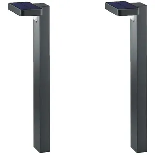 meineWunschleuchte Außenleuchte Solar schwarz 60 cm 2er Set mit Bewegungsmelder
