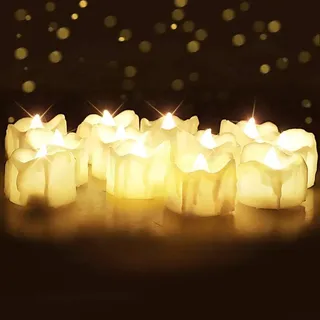 Homemory 24 Stück Flammenlose LED-Teelicht kerzen mit Timer, Set von batteriebetriebenen flackernden Teelichtern, Weihnachtsdekoration, (Warmweiß)