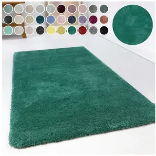 Esprit Hochflor-Teppich Relaxx ESP-4150, rechteckig, Höhe: 25 mm, Wohnzimmer, sehr große Farbauswahl, weicher dichter Hochflor grün rechteckig | 70 cm x 140 cm x 25 mm