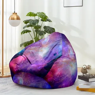 FANSU Waschbarer Sitzsack 3D Sternenklarer Himmel Ohne Füllung für Kinder Erwachsene, Outdoor Indoor Stofftier Aufbewahrung Mit Reißverschluss (100x120cm, Rosa)