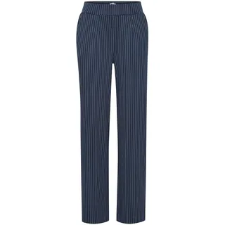 b.young BYRIZETTA Wide Pants Damen Hose Lange Stoffhose mit Stretch Nadelstreifen Marlene-Hose weites Bein elastischer Bund mit Bundfalten, Größe:2XL, Farbe:Copenhagen Night Mix (200457) - XXL