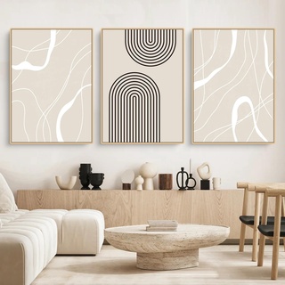 3er Boho Poster Set, Abstrakt Strichzeichnung Bilder Set, Moderne Leinwandbilder Wandposter, Wanddeko Bilder für Wohnzimmer Schlafzimmer (50x70cm)