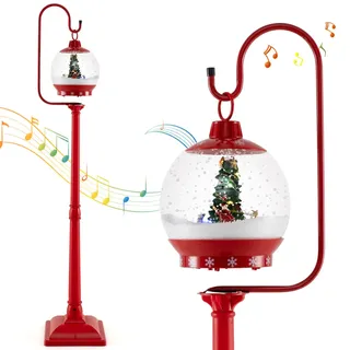 SOARS Weihnachtslaterne 173cm mit Musik & 15-farbigen Lichter, 360° drehbar, Straßenlaternen Weihnachten sprachgesteuert, Weihnacht Schneekugel Laterne batteriebetrieben, Weihnachtsdeko außen & Innen