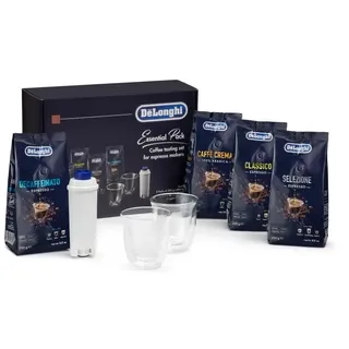 De'Longhi Essential Pack mit De'Longhi Kaffeebohnen 4 x 250g, 2 CappuccinoGläsern und Wasserfilter DLSC317