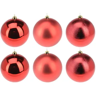 6-TLG Set XL Weihnachtskugeln für Draußen Ø 12 - frostsicher und wetterfest zum Hängen Christbaumkugeln Christbaumschmuck Baumkugeln für Outdoor