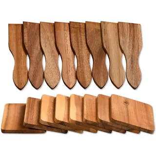 Kesper 28968 + 28958 | Raclette - Spachtel und Brettchen je im 8er Set aus Akazienholz | Racletteschieber/Racletteschaber/Raclettespachtel