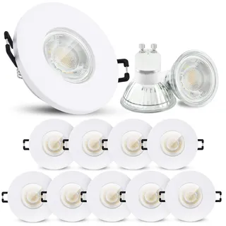 linovum 10 Stück ISAWO LED Deckenstrahler Bad weiß rund IP65 - LED GU10 3W neutralweiß 230V Einbaustrahler für Dusche & Außen