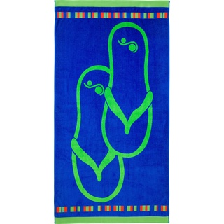 Strandtuch GÖZZE "FlipFlop" Handtücher Gr. B/L: 90 cm x 180 cm (1 St.), grün (grün, blau) Handtücher Badetücher Badetuch, mit Motiv, reine Baumwolle