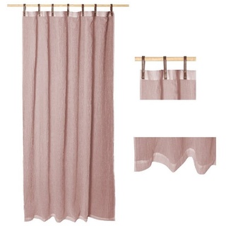 Vorhang »Schlaufenschals Lederschlaufen - 2er Set - 135 x 245 cm Evi«, Magma Heimtex, Schlaufe, transparent, durchsichtig, Leinen Look rosa