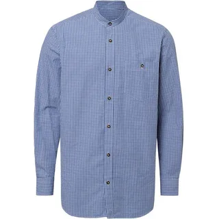 Reitmayer Langarmhemd Stehkragenhemd Mini-Vichykaro blau M