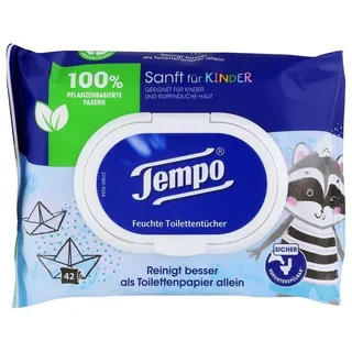 Tempo Feuchtes Toilettenpapier Sanft für Kinder 42 Blatt weiß