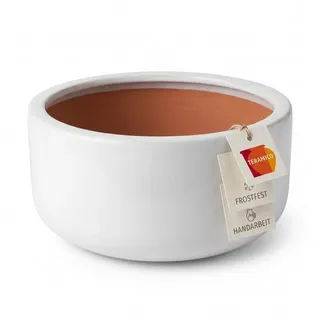 Teramico Blumentopf Keramik-Pflanzschale Amsterdam Weiß glänzend – 3 Größen (1 St), Frostfest, UV-Fest weiß Ø 21 cm x 10 cm