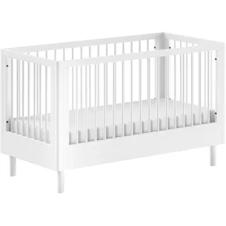 Home Affaire Babybett HOME AFFAIRE "Forrest, aus massiver Buche weiß lackiert, zeitloses Design", weiß (weiß lackiert), H:88cm L:144,4cm T:74cm, Massivholz, Babybetten, Babybett, 3-fach höhenverstellbarer Lattenrost, sehr stabil gebaut