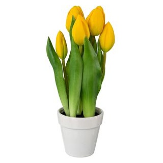 Creativ-green Kunstblume Tulpen, gelb, im Keramik-Topf, Höhe 25 cm, 2 Stück