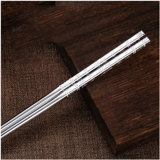 FAMMIX Sterling Silber -Essstäbchen Geschenk 32G, 1 Paar Paart Wiederverwendbare Chinesische Sterling Silber Essstäbchen Zum Kochen, rutschfeste Essstäbchen Geschirr F