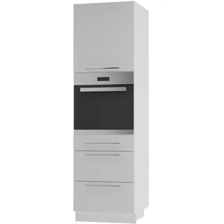 Feldmann-Wohnen Backofen-Hochschrank, Weiß, Weiß, Holzwerkstoff, 2 Fächer, 3 Schubladen, Rechteckig, 60x207x59 cm, Küchen, Küchenmöbel, Küchenschränke, Geräteumbauschränke