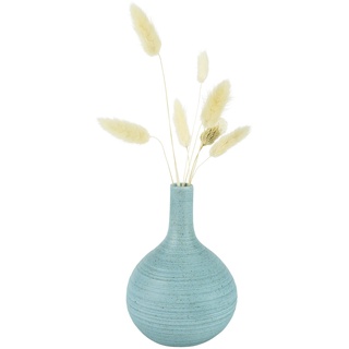 QUVIO Vase für Trockenblumen - Vasen - Klassische oder Retro Blumenvase - Wohnaccessoires für Blumen und Sträuße - Dekoratives Zubehör - Keramik - 10 x 14 cm (dxh) - Hellblau