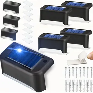 8 Stück LED Solarleuchten Zaunleuchte Wandlampen Gartenleuchte Außen Treppen Lampe, Solar-Zaunleuchte Schwarz Retoo
