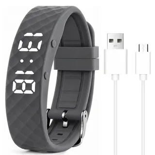 Vibrationswecker Armband – Stummer Wecker für Tiefschläfer & Partner, Smartes Vibrationsarmband mit Schlafphasen-Erkennung, Wiederaufladbar (Silbergrau)