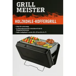 Holzkohlegrill GRILL MEISTER Klappbare BBQ Koffergrill Camping-Grill Kohlegrill