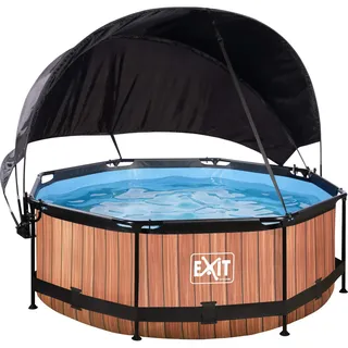 EXIT TOYS Wood Pool Set 244 x 76 cm inkl. Filterpumpe + Sonnensegel