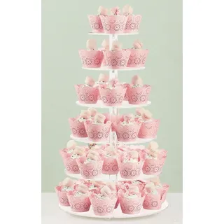 Fhmidic 6 Etagen Cupcake Ständer, transparenter Tortenständer Acryl Etagere 6-stöckig Cupcake Halter Dessert-Gebäckturm Muffinständer für Hochzeiten, Geburtstage, Mottoparty, Baby-Shower