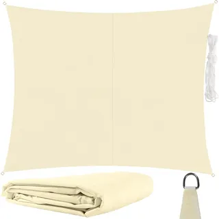 gardlov Sonnensegel Rechteckig 3x2 m für zuverlässigen Sonnenschutz Wasserdicht inkl. Befestigung Garten Strand Camping 23163, Farbe:Beige - Beige