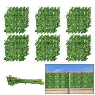 Jopassy Sichtschutzhecke Windschutz 1*3M Efeu Sichtschutz Balkonverkleidung Blätterzaun,Vanille - Grün