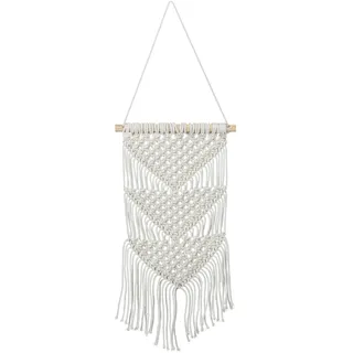 Relaxdays Makramee Wandbehang Dreieck Creme 70x25,5 cm