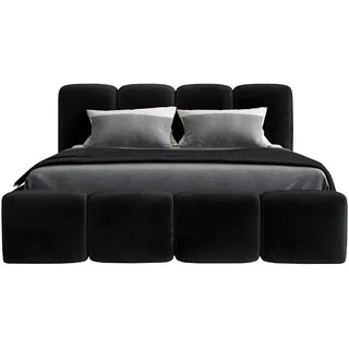 a&j möbelland Polsterbett Schwarz Textil, 90x200 cm, Schlafzimmer, Betten, Polsterbetten