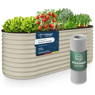 GRUNA Hochbeet Metall 200x60x75 (Creme Weiß) - Formstabil & 100% Rostfrei | Hochbeete für Garten in einem 6 in 1 Modular Hochbeete-Kit. Es ermöglicht variable Aufbauformen, ist langlebig und robust.