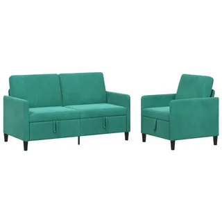 vidaXL Sofa Sofa Set mit Stauraum 2 stk. Türkis Polyester, 2 Teile