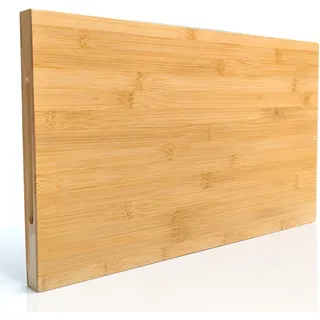 XL Schneidebrett aus Bambus - 50x30x3cm - Holz Küchenbrett mit optionaler Saftrille - Backbrett, Schneidbrett und Servierbrett mit 3-Schichtlagen