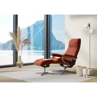 Stressless Relaxsessel View Leder 91 x 110 x 85 cm Rot mit Hocker