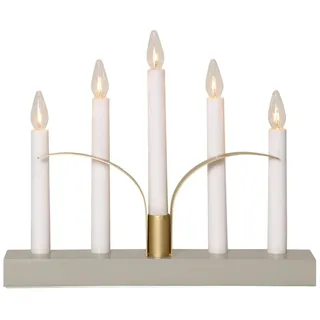 MARELIDA Fensterleuchter Lilja 5flammig E10 Glühlampen Weihnachsbeleuchtung 25cm grau