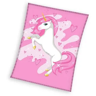 Wohndecke Einhorn Pink Heart Fleece Decke 150x200cm, einhorn, Geschenkidee für Mädchen und Jungen rosa