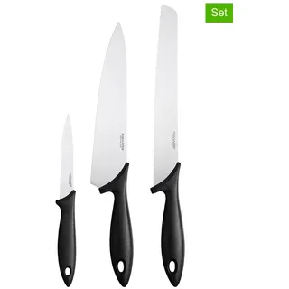 Fiskars 3er-Set: Küchenmesser ''Essential'' in Schwarz