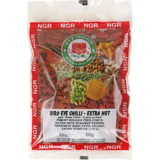 Ngr Chilischoten, extra scharf, (bird eye chilli), 50g, 6er Pack (6 x 50 g Packung)