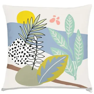 Ambia Garden Outdoor-Kissenhülle Ambia Garden Outdoor, Rosa, Hellblau, Textil, Blätter, 49x49 cm, Oeko-Tex® Standard 100, hochwertige Qualität, Wohntextilien, Bezüge, Kissenbezüge