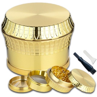 Coumo Kräutermühle Grinder Crusher Gold Jumbo XL, Set, ⌀ 6,5 cm, Metall, Gewürz Mühle