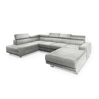 masseno Ecksofa SIENA Velours 5-Sitzer Grau