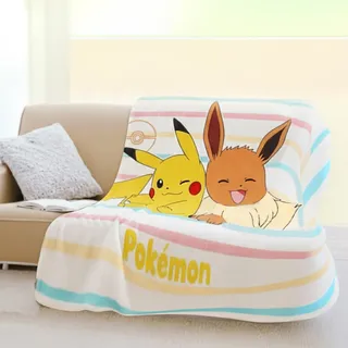 Familando Pokémon Kuscheldecke XL 150x200 cm – Flauschige Fleece-Decke mit Pikachu & Evoli – Weich, hautfreundlich, farbecht Kinder & Fans - Pflegeleicht & schnelltrocknend