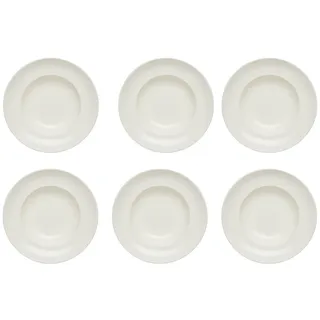 KHG 6er Set Pastateller, extra groß mit 30cm Durchmesser in weiß, perfekt für Gastro und Zuhause, hochwertiges Porzellan, Suppenteller, Salatteller, Spühlmaschinengeeignet