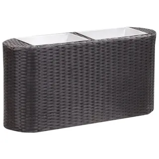 Garten-Hochbeet 80x25x40cm Poly Rattan Schwarz