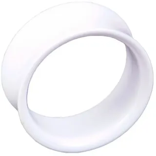 viva-adorno Plug 1 Stück Double Flared Flesh Tunnel Tube Tunnel Ohr Piercing, ohne Gewinde Kunststoff Acryl Größe 3-22mm weiß 14mm