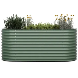 Blumfeldt High Grow Hochbeet mit 200 x 80 x 100 cm aus Stahl-Wellblech einfacher Aufbau rost- und frostsicherGrün