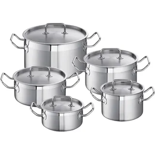 Schulte-Ufer Set 450 450 Topf Mega-Set Profi-Line i, Kupferboden, 5tlg, Edelstahl, Silber