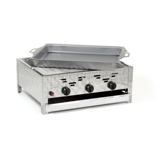 Edelstahl-Brenner Gasgrill Gasbräter Tischmodell 3-flammig 11kW Gastro Neu K3